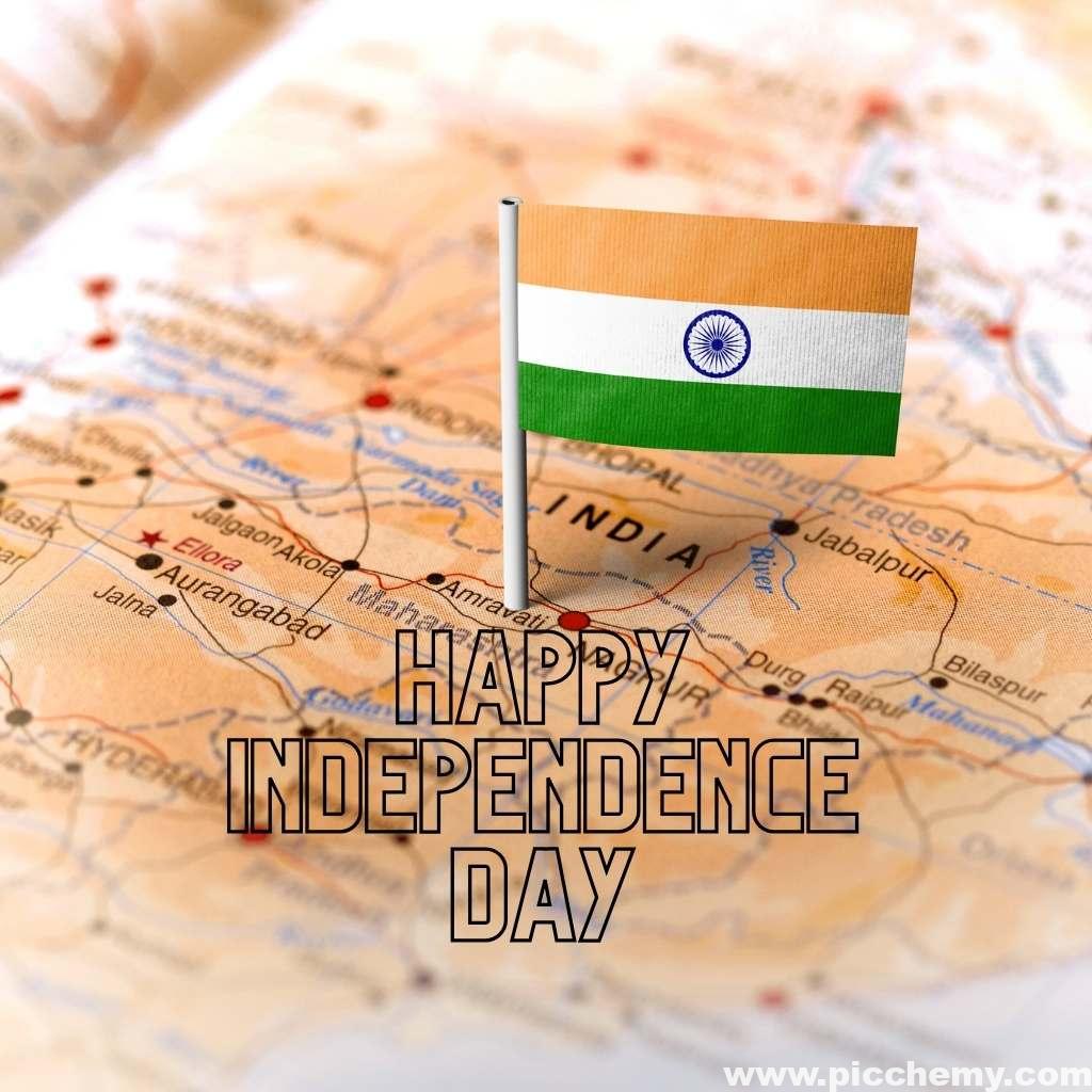 India Flag in map Happy Independence Day Image