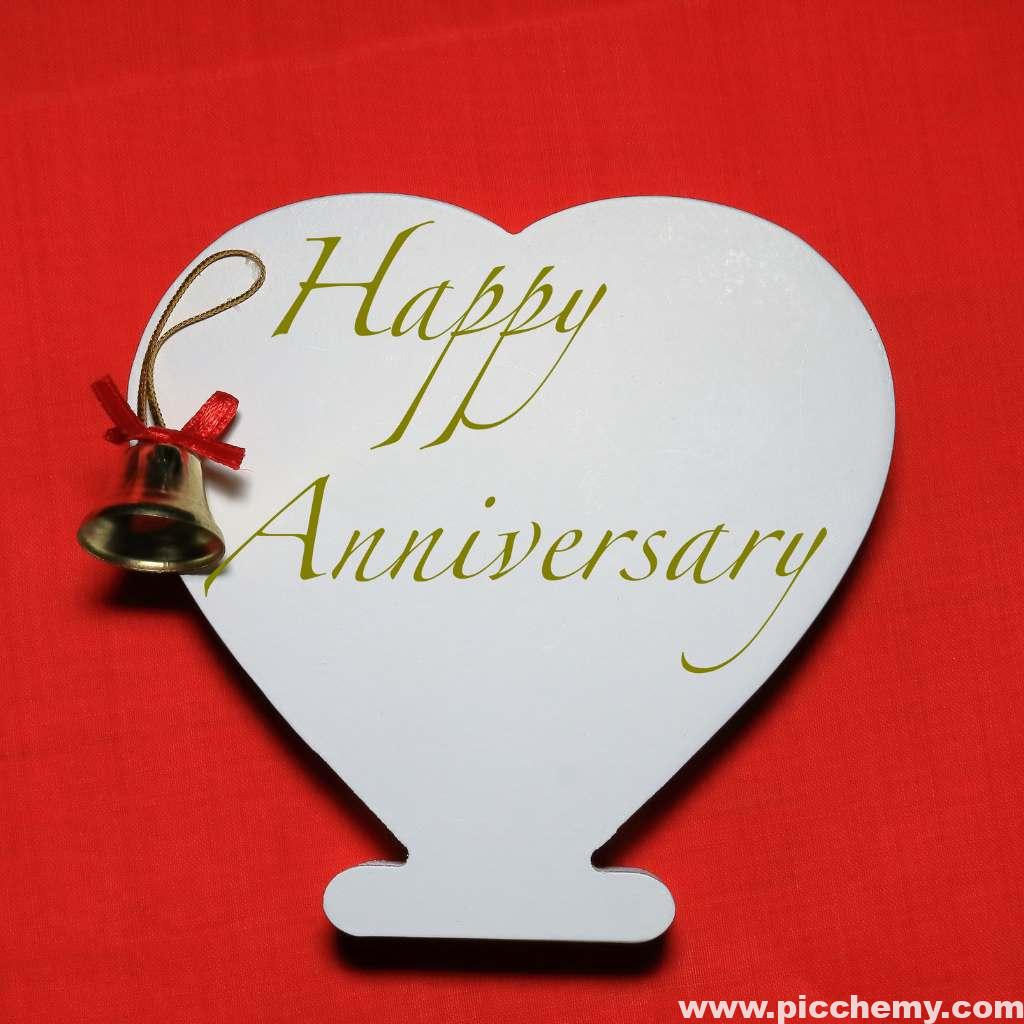 Heart Shape White card With Happy Anniversary image