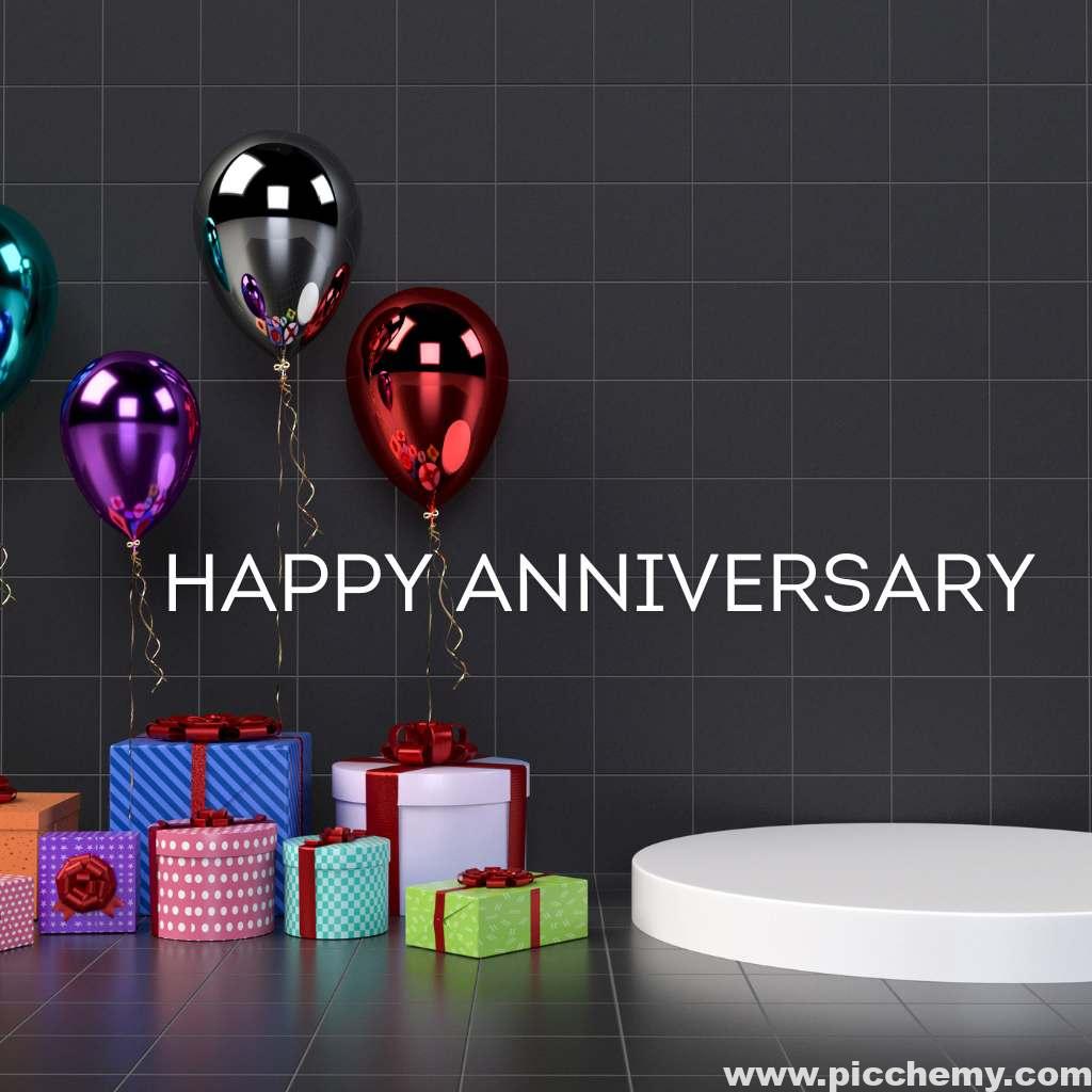 balloon Decoration With Gifts box Happy Anniversary image