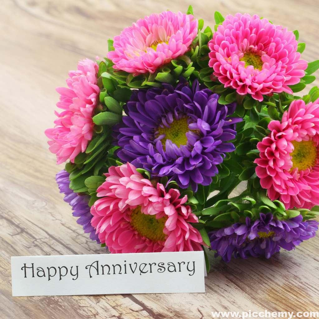 Colorful flower Happy Anniversary Image