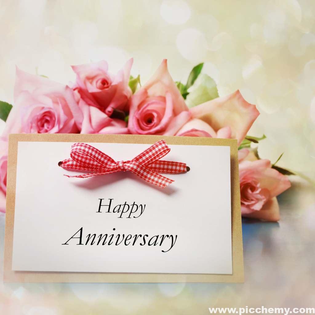 Wishes card with Ribbon Happy Anniversary image