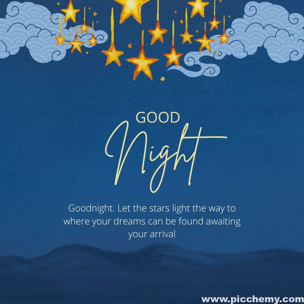 good night wishes with stars and Cloud designs